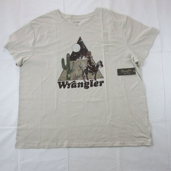 Wrangler Women's 3XL Short Sleeve Desert Graphic T-Shirt Beige - Picture 1 of 2